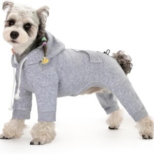 Four Leged Dog Hoodies with Pocket, Reflective Cold Weather Clothes Sweatshirt for Small Dogs, Soft and Warm Dog Hoodie Sweater with Drawings, Solid Color Hooded Fleece Doggy Winter Clothes