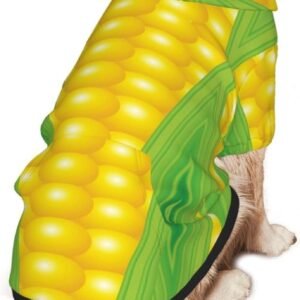 Fresh Ripe Corn Cobs Pattern Dog Hoodie Sweaters Sweatshirts Pajamas Pet Costume Clothes with Pocket and Hat Outfits for Medium Large Dogs