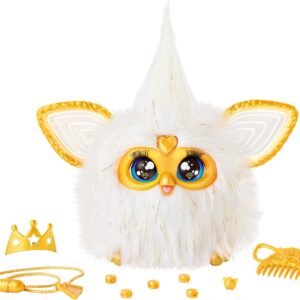 Furby Gold Glam Interactive Plush Toys for 6 Year Old Girls & Boys & Up, Voice Activated Animatronic, Speaks English & Furbish, White (Amazon Exclusive)
