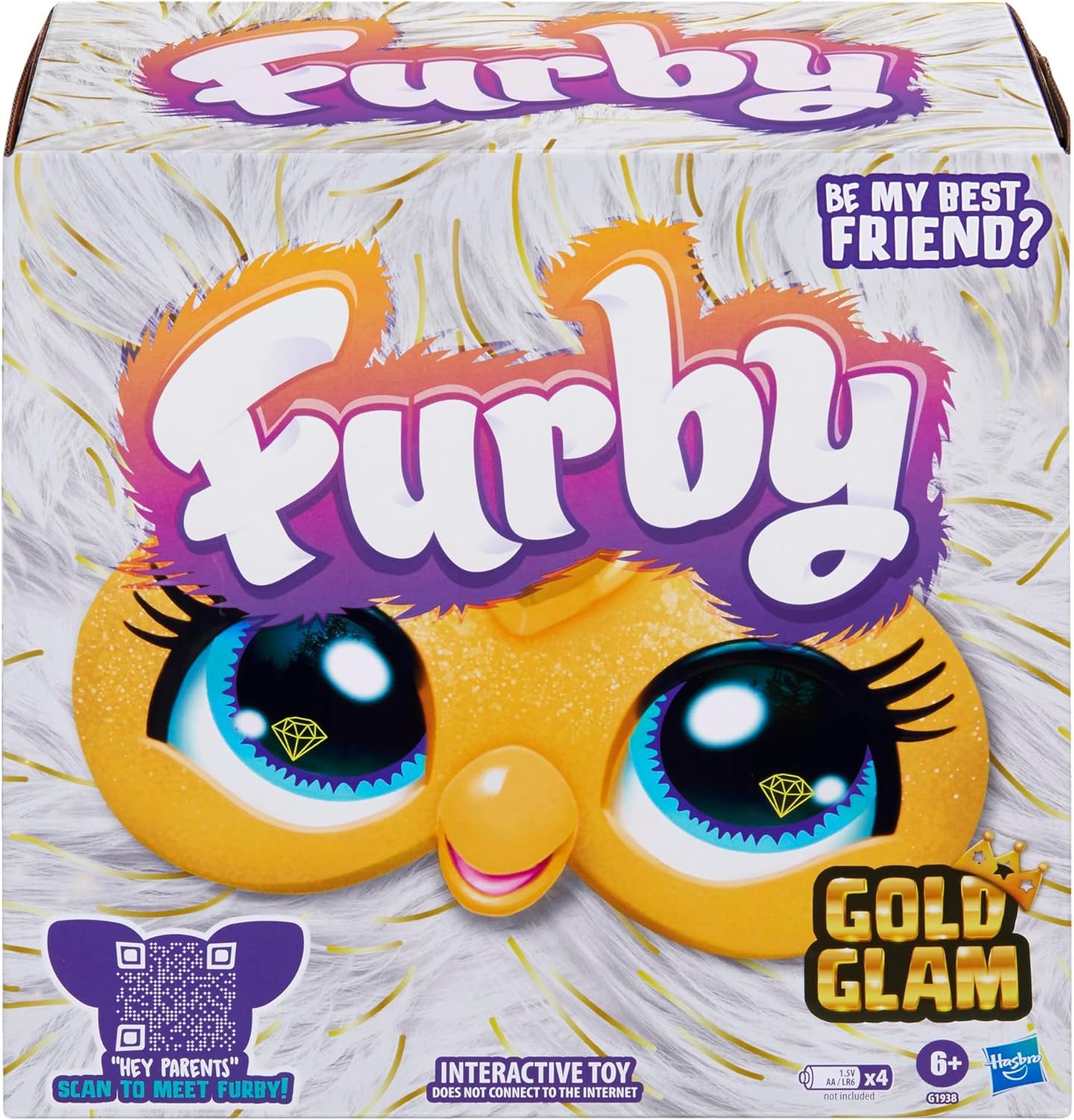 Furby Gold Glam Interactive Plush Toys for 6 Year Old Girls & Boys & Up, Voice Activated Animatronic, Speaks English & Furbish, White (Amazon Exclusive) - Image 2