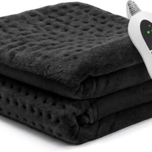 GENIANI Electric Heating Pad for Back Pain & Cramps Relief, Electric Throw, Auto Shut Off, Machine Washable, Moist Heat Pad for Neck & Shoulder - Valentines Day Gifts for Her (12'‘×24" Black)
