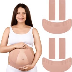 Geiserailie 10 Sets Pregnancy Belly Band Tape Hypoallergenic Pre-cut Maternity Belly Band Support Relief Round Ligament Back Pain Women Pregnancy Must Haves for Pregnant Women Gift