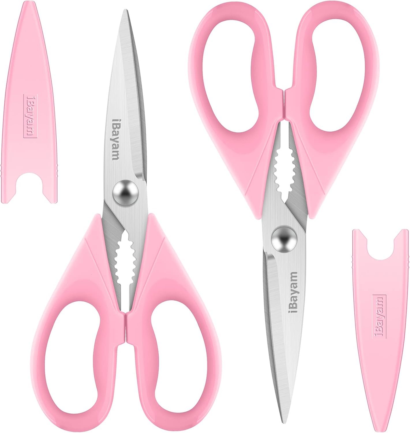 Gifts for Women, Mom, Wife, Her - Couple, Happy Birthday, Wedding Gifts, Christmas Day, Housewarming Gifts, iBayam Kitchen Scissors Heavy Duty Meat Poultry Shears Dishwasher Safe, Pink Stuff