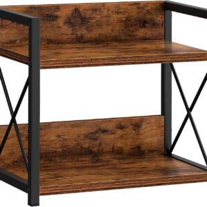 Giikin Countertop Shelf Organizer, 2 Tier Kitchen Spice Rack for Countertop, Wood Coffee Counter Shelf Organizer for Home (Brown, S)