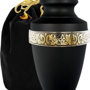 Grecian Cremation Urns for Human Ashes - Decorative Urn, Urn for Human Ashes Female & Male,Urns for Ashe Men & Women,Funeral Urn (Black, Large)