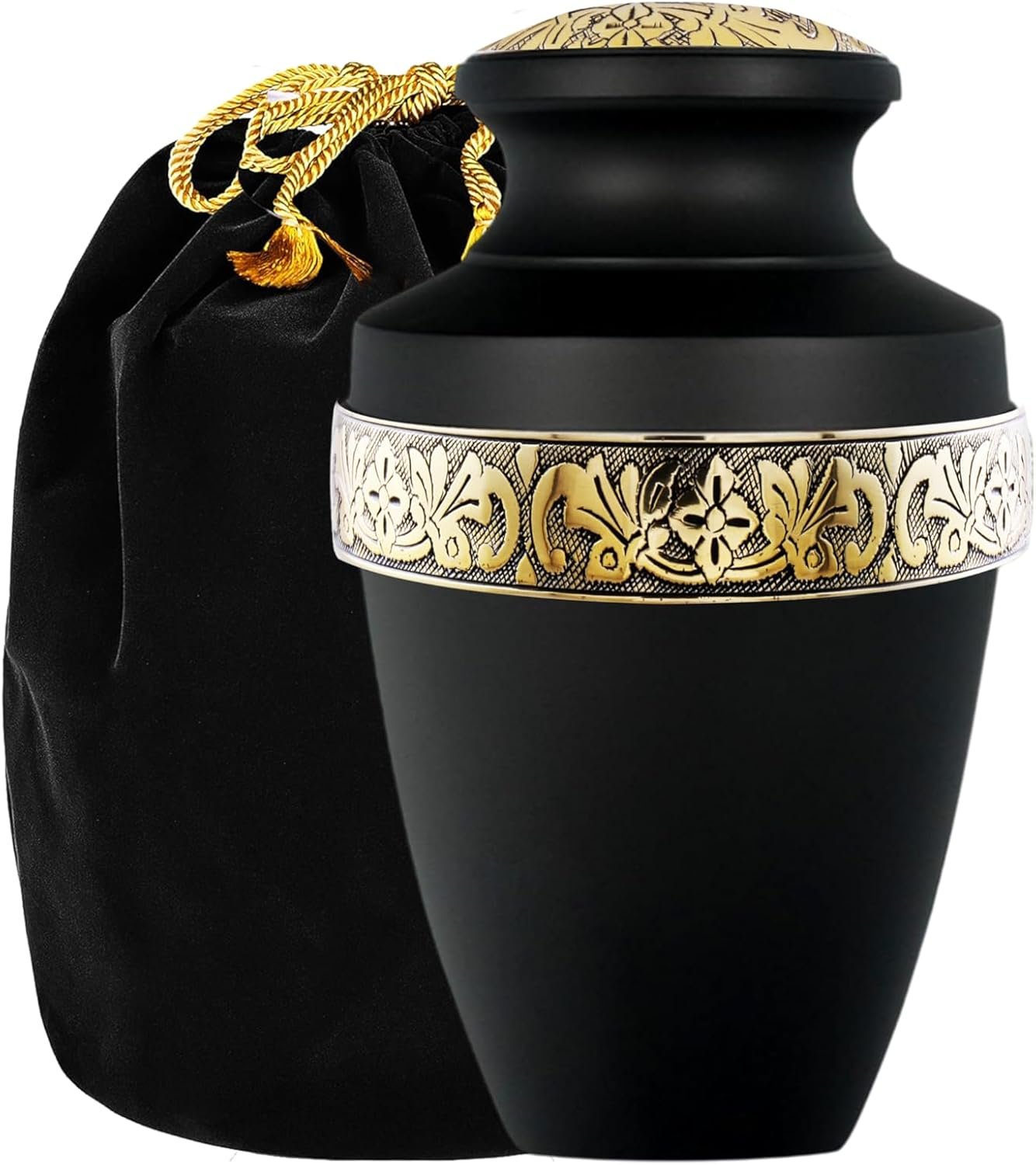 Grecian Cremation Urns for Human Ashes - Decorative Urn, Urn for Human Ashes Female & Male,Urns for Ashe Men & Women,Funeral Urn (Black, Large)