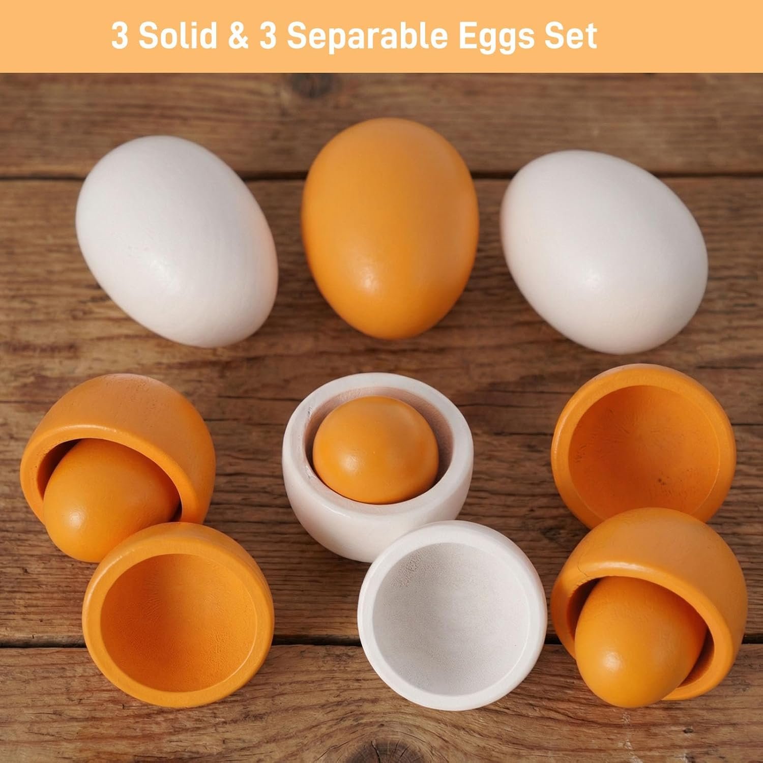 HANSGO 6PCS Play Food Sets for Kids Kitchen,Play Kitchen Accessories Wooden Egg Toy Food Grocery Store Pretend for Toddler Cooking DIY - Image 2