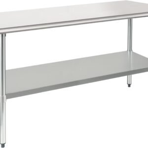HARDURA Stainless Steel Table 30X60 Inches with Undershelf and Galvanized Legs NSF Heavy Duty Commercial Prep Work Table for Restaurant Kitchen Home and Hotel