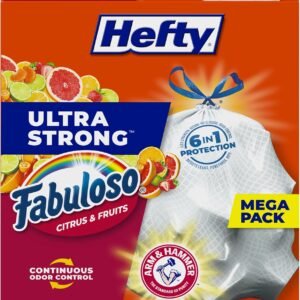 Hefty Ultra Strong 13 Gallon Trash Bags, Tall Kitchen Trash Bags 13 Gallon Size, White, Fabuloso Citrus & Fruits Scent, 80 Bags