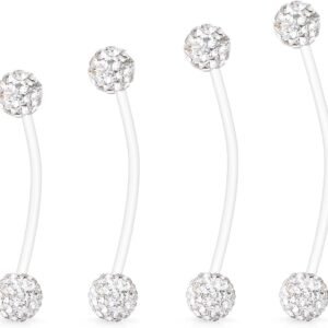 Hoeudjo Pregnancy Belly Rings Maternity Belly Button Rings Plastic Long Bar Navel Ring for Maternity Sport Pregnant Women Different Length 18/32/35/38mm