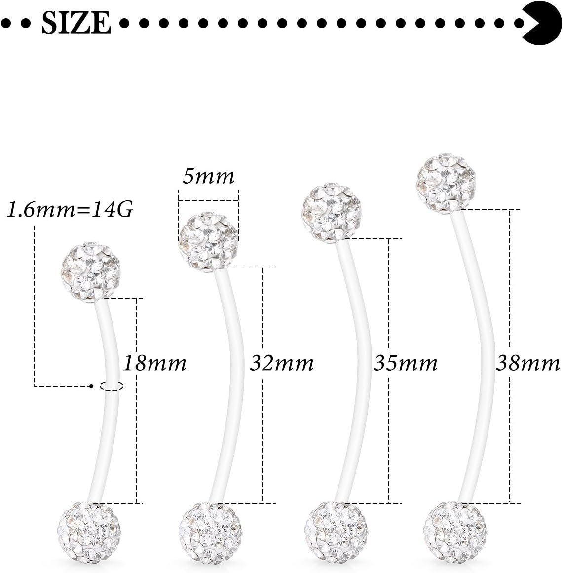 Hoeudjo Pregnancy Belly Rings Maternity Belly Button Rings Plastic Long Bar Navel Ring for Maternity Sport Pregnant Women Different Length 18/32/35/38mm - Image 2