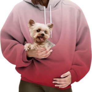Hoodie With Pet Pouch, Oversized Fuzzy Fleece Kitten Puppy Holder Hoodies Cozy Soft Carrying Sweatshirt for Women