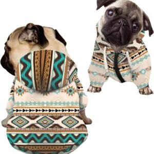 Howilath Western Aztec Tribal Dog Hoodie Sweatshirt Zipper Pet Clothing Streetwear Pet Puppy Shirts Tracksuits - L
