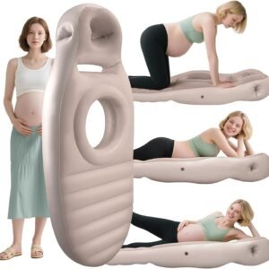 Inflatable Pregnancy Pillow, Full Body Maternity Airbed with Belly and Head Hole for Comfort (Brown)