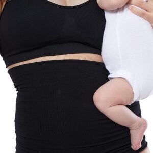 Ingrid & Isabel Basics Afterband - Postpartum Belly Band – After Birth & Post Surgery Compression Wrap for Abdominal Support and Recover - Black (M/L)