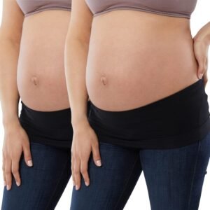 Ingrid & Isabel Basics - Bellaband - Belly Bands for Pregnant Women (S/M), Black, 2 Pack