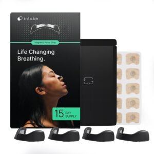 Intake Breathing Magnetic Nasal Strips Starter Kit (15 Count, Black) - Boost Oxygen Intake, Reduce Snoring, Improve Sleep Quality - Sweat Resistant, Nasal Strips - Extra Strength Snoring Solution