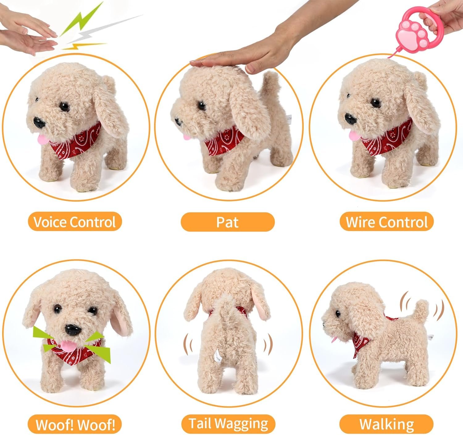 Interactive Walking Plush Puppy Toy Dog, Remote Control Electronic Robot Dog Realistic Wagging Tail, Rich Grooming Set, Gift Toy for Girls & Boys, Kids Age 3, 4, 5, 6 (Accessories Updated) - Image 2