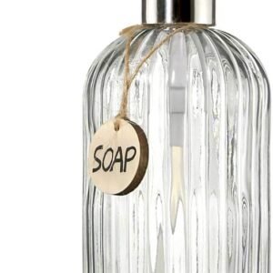 JASAI 18 Oz Clear Glass Soap Dispenser with Rust Proof Stainless Steel Pump, Refillable Liquid Hand soap Dispenser for Bathroom, Premium Kitchen Soap Dispenser (Clear).