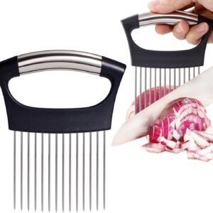 JAYVAR Extra-Large Onion Holder for Slicing, Large Tomato Slicer with 14 Long Needles, Onion Cutter Vegetable Chopper, Tomato Cutter Slicer Tool for Potato Slicing, Kitchen Gadgets Dicer Essentials
