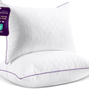 JOLLYVOGUE Pillows Queen Size Set of 2, Bed Pillow for Side, Back, and Stomach Sleepers, Down Alternative Filled Pillows, Luxury Hotel Quality and Machine Washable, 28" x 20", 2 Pack