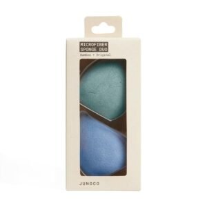 JUNO & Co. Microfiber Makeup Sponge, Dual Layer Technology for Full Coverage Flawless Makeup Blender for Foundation, Powder and Cream (2-Piece Color Duo: Blue and Green)