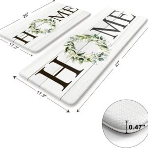 KIMODE Farmhouse Kitchen Mat 2PCS Anti Fatigue Kitchen Rugs Non-Skid Waterproof Kitchen Floor Mat Cushioned Comfort Standing Mat for Office,Laundry,Sink,Home