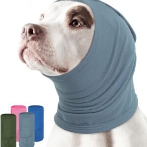 KOESON Dog Calming Hoodie, Adjustable No Shake Ear Wraps for Dogs with Hook & Loop, Soft Dog Ear Muffs Noise Protecion, Pet Head, Ear & Neck Covers for Thunder, Firework, Separation Anxiety, Hematoma