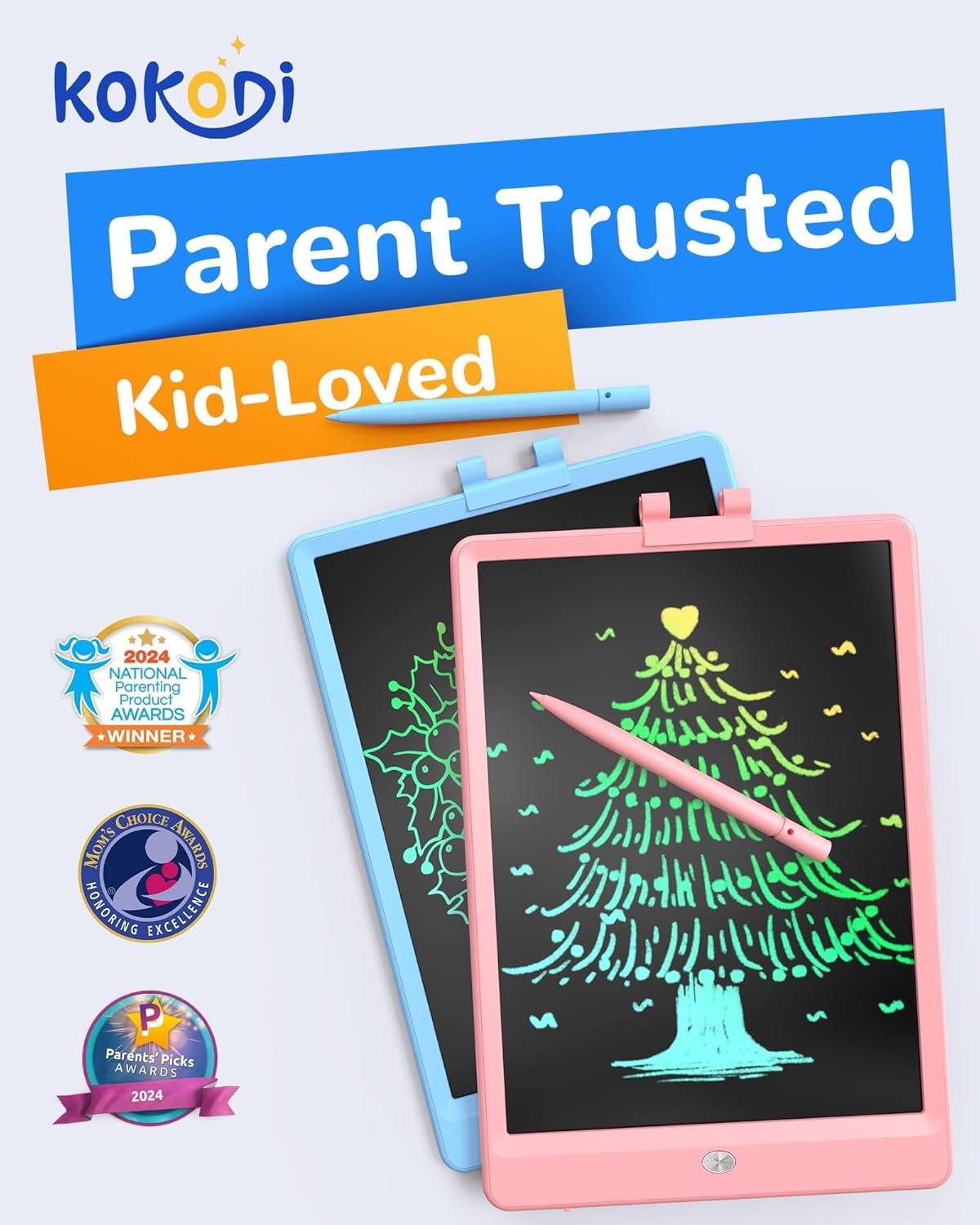 KOKODI LCD Writing Tablet,Gifts for 3 Years Old Boys and Girls,10 Inch Colorful Doodle Board Drawing Tablet, Erasable Reusable Electronic Drawing Pads, Educational and Learning Toy for Kids - Image 2