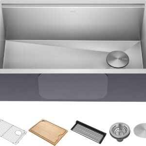 KRAUS Kore Workstation 30-inch Undermount 16 Gauge Stainless Steel Kitchen Sink, Single Bowl Kitchen Sink with Accessories, KWU110-30