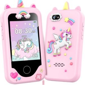 Kids Smart Phone for Girls Toys, Gifts for 3-10 Year Old Girl Boy Christmas Birthday Kids Toys, 2.8" Touchscreen Toddler Learning Cell Toy Phone with Dual Camera, Game, Music Player, 8GB Card Pink