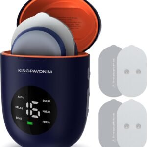 KingPavonini Wireless TENS Unit, Muscle Stimulator for Pain Relief, Portable Rechargeable TENS EMS Machine, LED Screen, Remote, Dual Channel 6 Modes 16 Intensity Massager, Charging Case (Blue)