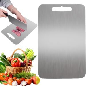 Kitchen Titanium Cutting Board, Stainless Steel Cutting Board, Double Sided Chopping Board for Cutting Meat Vegetable Fruit (13.4"L x 9"W)