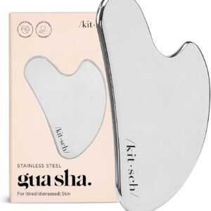 Kitsch Stainless Steel Gua Sha Facial Tools - Guasha Tool for Face, Face Sculpting Tool, Jawline Shaper, Double Chin Reducer, Body Gua Sha Tools, Lymphatic Drainage Massager, Facial Skin Care -Silver