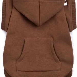Koneseve Dog Hoodie & Cat Sweater, Warm Fleece Hooded Soft Winter Sweatshirt for All Breeds, Cozy Pet Clothes, Brown, 5XL