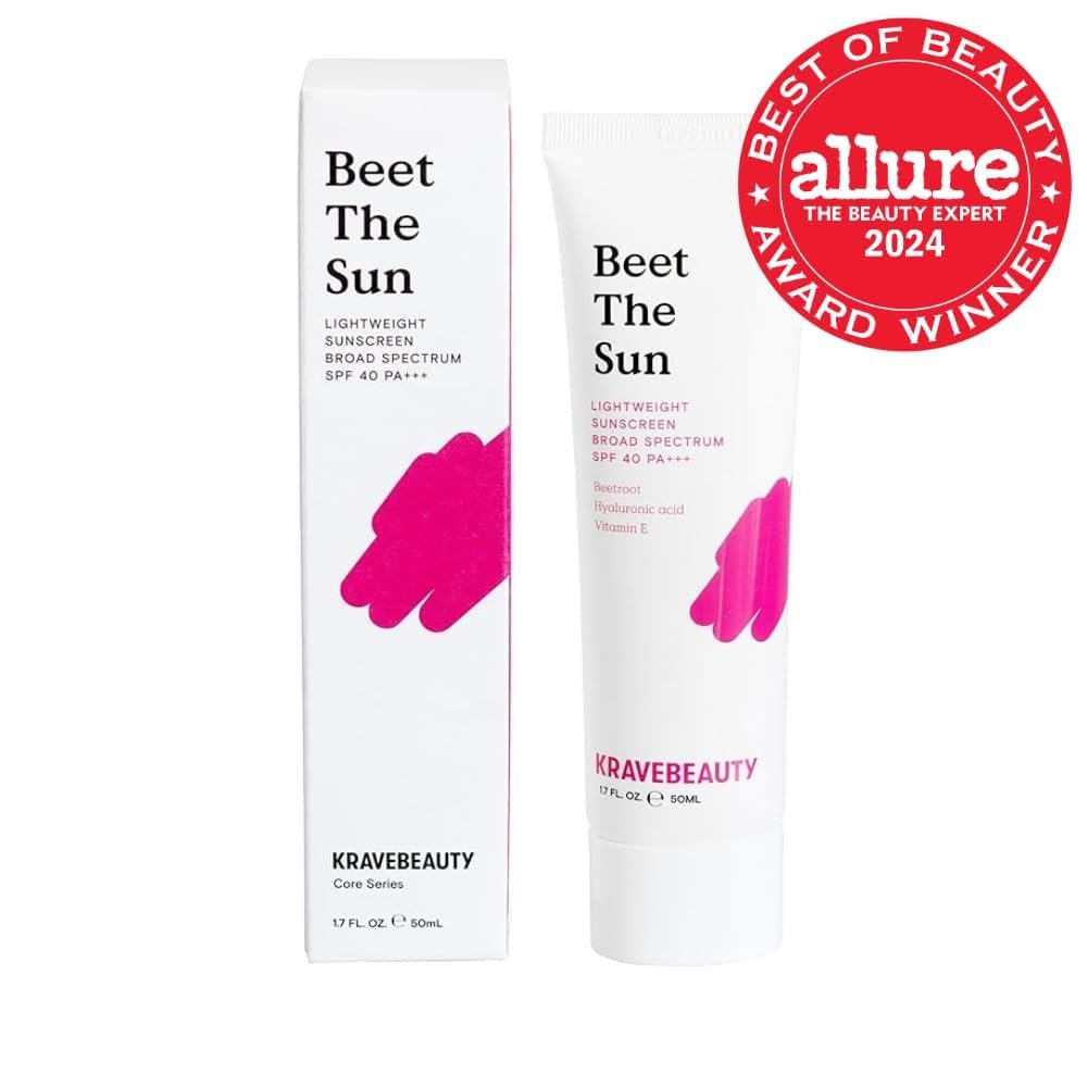 KraveBeauty Beet The Sun Lightweight Sunscreen SPF 40 PA+++, Broad Spectrum Facial Sunscreen with Beet Root Extract & Hyaluronic Acid, Non-Greasy Daily SPF Lotion for Face, Fragrance Free, 50 mL - Image 2