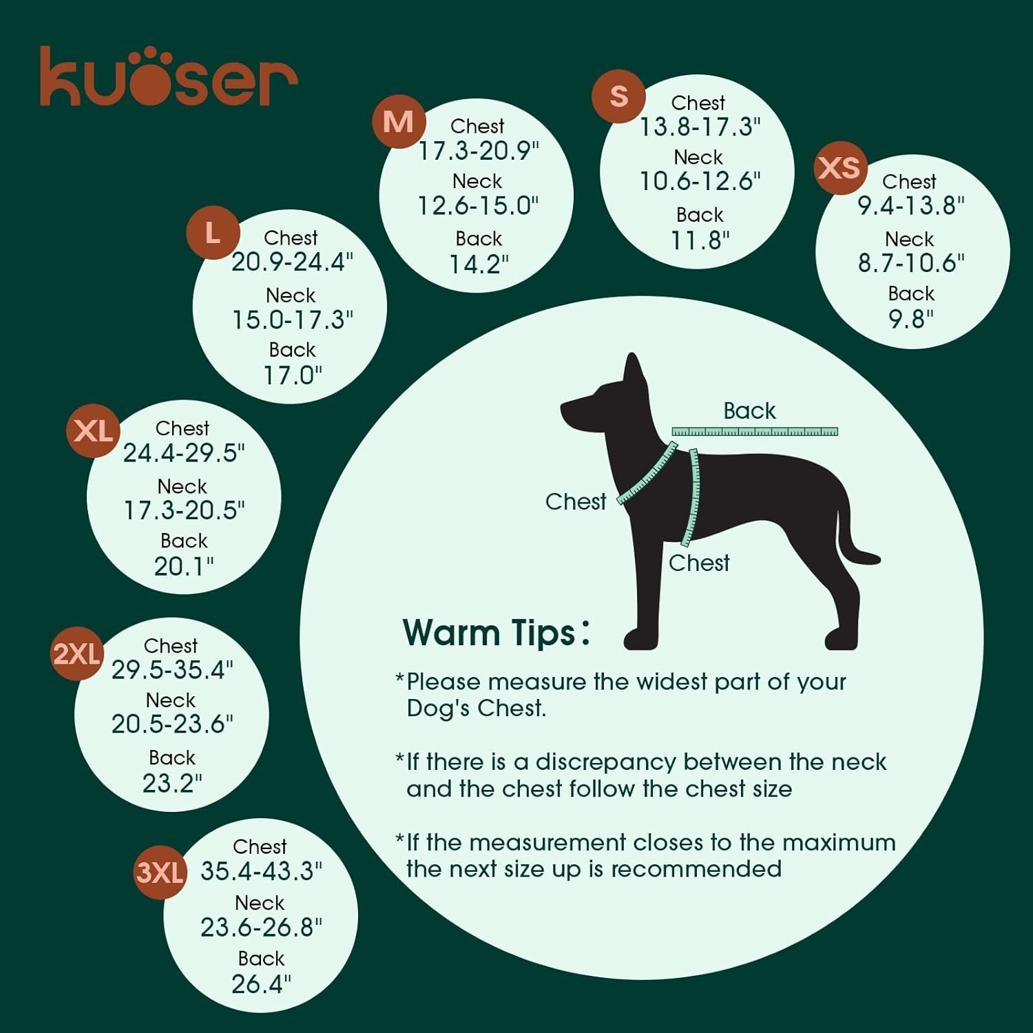 Kuoser Waterproof Dog Coat, Reversible Dog Jacket for Medium Dogs, Adjustable Durable Doggie Winter Coat Warm Puppy Cold Weather Apparel from Small to Large Breed, Blue M - Image 2