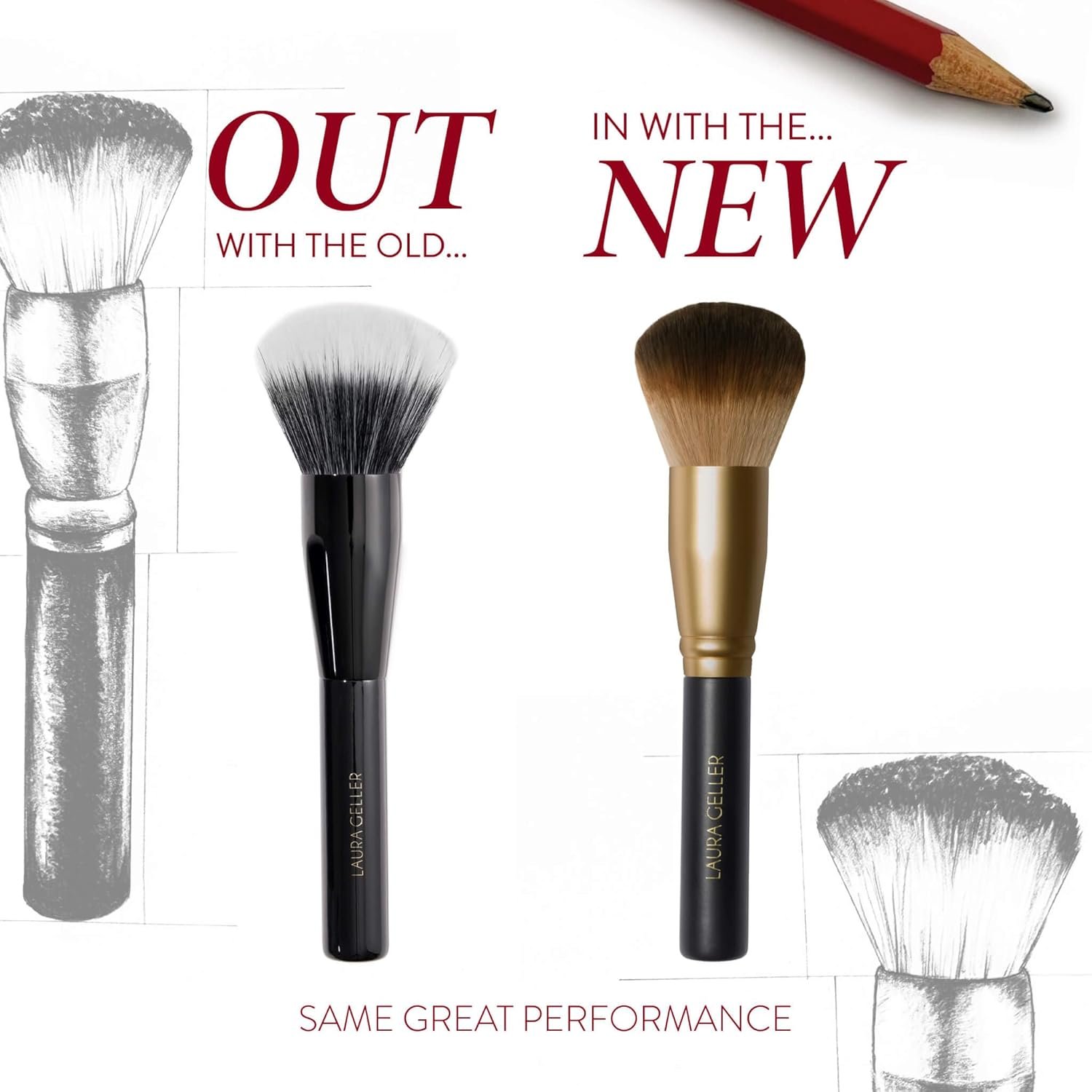 LAURA GELLER Full Face Powder Makeup Brush with Wooden Handle in Midnight Black – Foundation, Setting Powder, Blush, Bronzer, Highlighter and Luminizers – Sheer, Even Application and Blending Makeup - Image 2