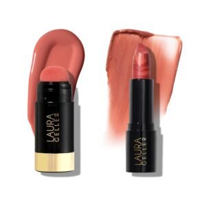 LAURA GELLER NEW YORK Serum Blush Cheek Tint, Poppy Peach + Italian Marble Sheer Hydrating Lipstick, Peach Bellini