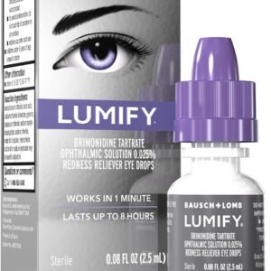 LUMIFY Eye Drops for Red Eyes, Redness Reliever for Brighter Looking Eyes, Works in 1 Minute & Lasts Up to 8 Hours, Eye Drops, 0.08 Fl Oz (2.5 mL)