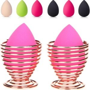 LanMa Beauty Sponge Blender Holder,(2 Pack Rose Gold) Makeup Sponge Drying Stand Storage Egg Powder Puff Display Stand