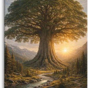 Large Canvas Wall Art Framed Nature Landscape Tree Mountain Sunset for Living Room Wall Decor Ready to Hang – Eternal Echelon (40" x 30")