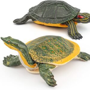 Large Turtle Toys for Kids 2PCS Realistic Plastic Red-Eared Slider Tortoises Figurine Brazilian Tortoise Figurines Plastic Turtles Toys for Party Favor Decoration Turtles Collection