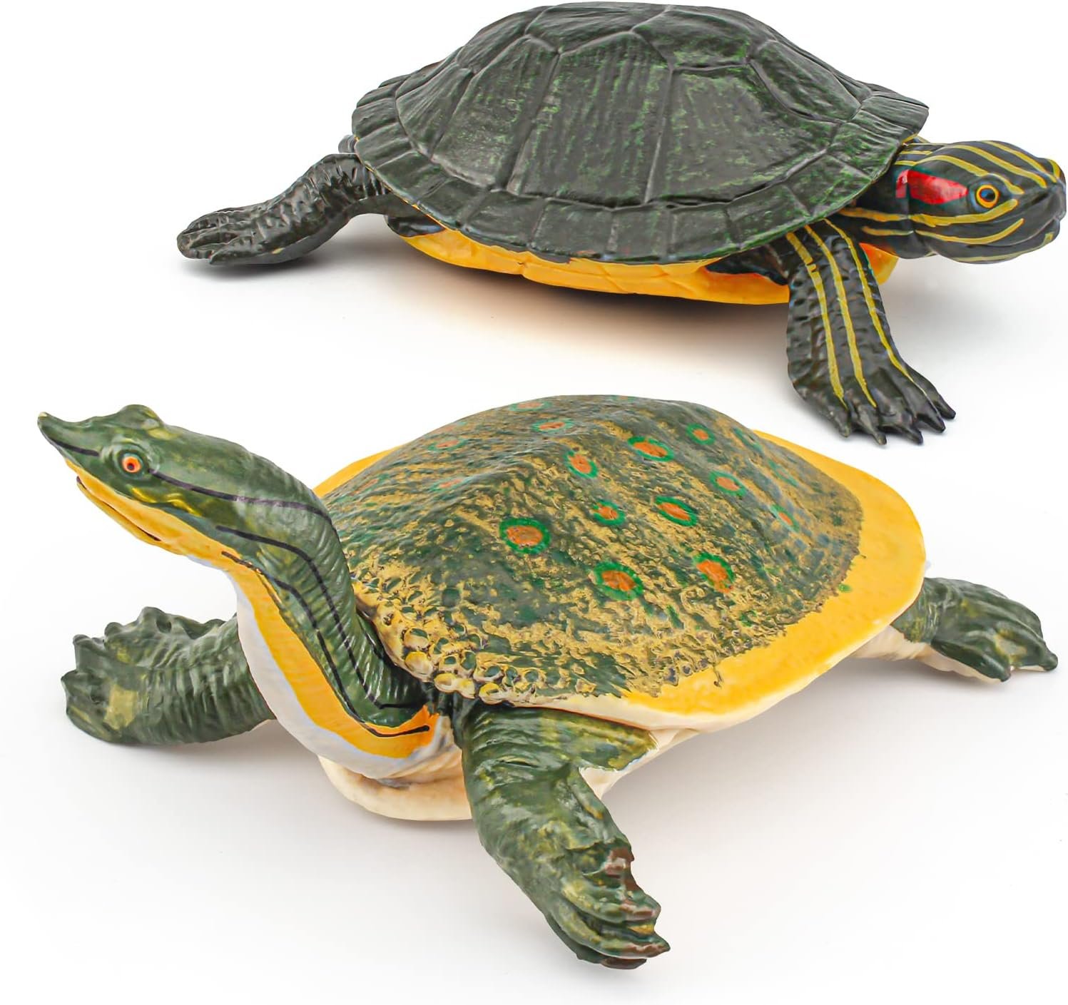 Large Turtle Toys for Kids 2PCS Realistic Plastic Red-Eared Slider Tortoises Figurine Brazilian Tortoise Figurines Plastic Turtles Toys for Party Favor Decoration Turtles Collection