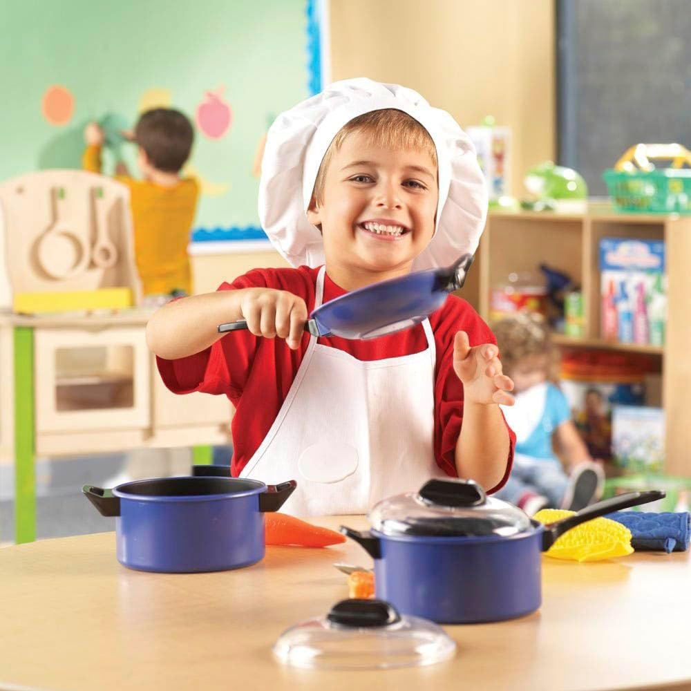 Learning Resources Pretend & Play Pro Chef Set, Kitchen Toys for Kids, Pretend Kitchen, Pots and Pans for Kids, 13 Pieces, Ages 3+ - Image 2