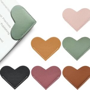 Leather Heart Bookmarks - Winjeto 6 Pieces Cute Corner Page Book Marks for Teachers Students Book Reading Lovers, for School Office Home Supplies (Heart（6pcs）)