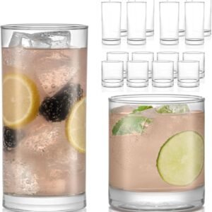 Libbey Province Tumbler and Rocks Glass Set, Elegant Drinkware Glasses Set, Dishwasher Safe Drinking Glasses Set of 16