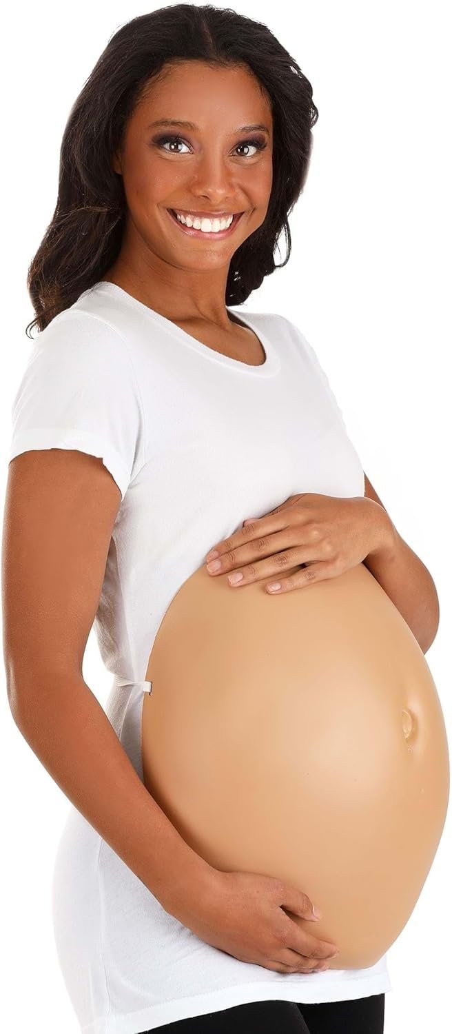 Light Skinned Pregnant Belly Costume Accessory | Adult Light Weight EVA Foam Medium Stomach with Belly Button Detail