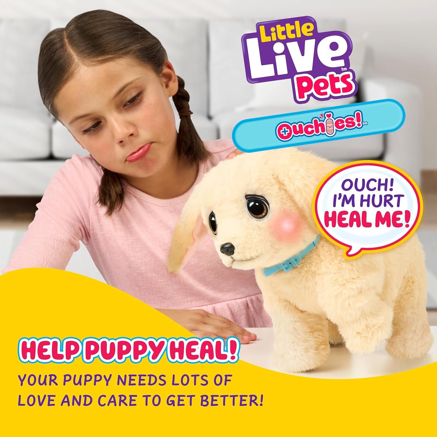 Little Live Pets Ouchies Cooper The Retriever Puppy, 50+ Sounds, Limping to Walking Puppy Toy with Vet Carrier, Interactive Toy Dog for Kids Ages 5+ - Image 2