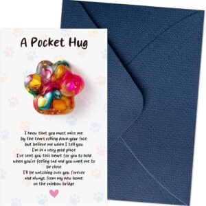 Loss Of Pet Sympathy Gift - Colorful Mini Paw Pocket Hug with Memorial Card Envelope Remembrance Bereavement Gift for Loss of Dog Cat Sympathy Favor Kid Adult Pet Lover Stress Relief Toy